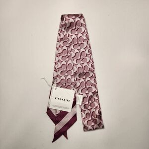 NWT Coach C8363 Signature Print Silk Skinny Scarf Pony Jasmine
